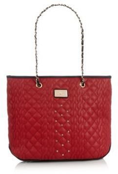 Red Herring Red cable quilted large tote bag
