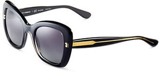 Dolce & Gabbana Plastic Square Sunglasses with Thick Frames - BLACK