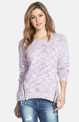 Kensie Zip Detail Fuzzy Yarn Sweater