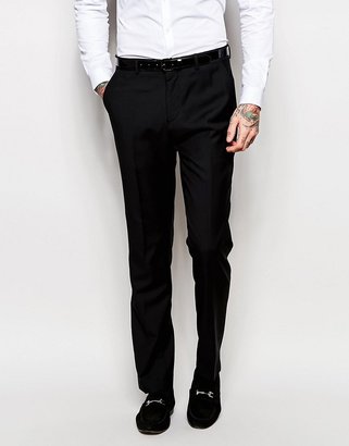ASOS Slim Fit Tuxedo Trousers In 100% Wool - Black