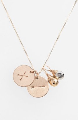 Nashelle Pyrite Initial & Arrow 14k-Gold Fill Disc Necklace