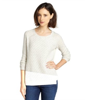 Rebecca Taylor ivory and grey wool blend raglan long sleeve sweater
