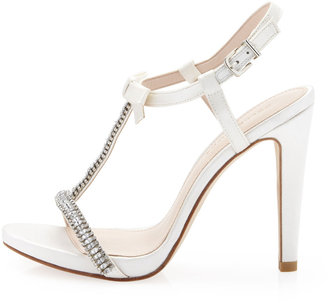 Pelle Moda Tabby Bejeweled T-Strap Sandal, White