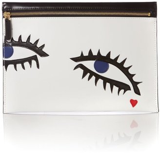Lulu Guinness Naomi white eyes multi-coloured clutch bag