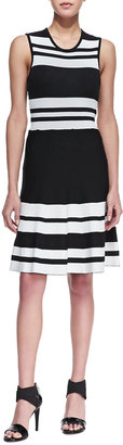 Ohne Titel Sleeveless Bold Stripe Dress, Black/White