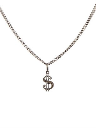 Saint Laurent Dollar sign sterling-silver necklace