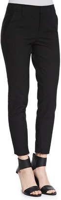 Vince Slim Cropped Zipper-Cuff Pants, Black