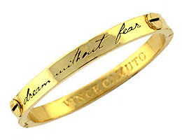 Vince Camuto Vince CamutoTM Goldtone Hinged Engraved Bangle: "Dream without Fear"