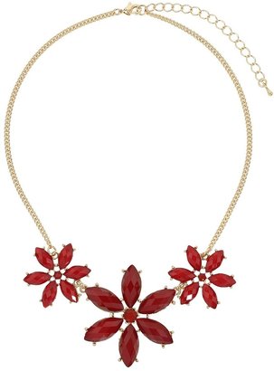 Three Red Sparkle Flower Necklace