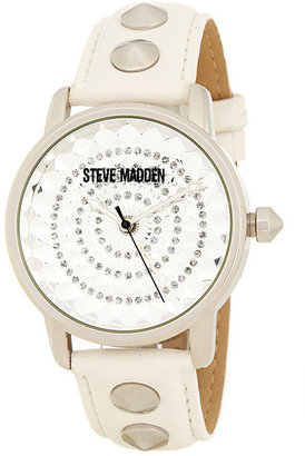 Steve Madden Women's Silver Dial Studded Strap Watch