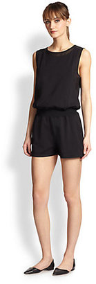 Theory Timer Mesh-Trimmed Short Jumpsuit