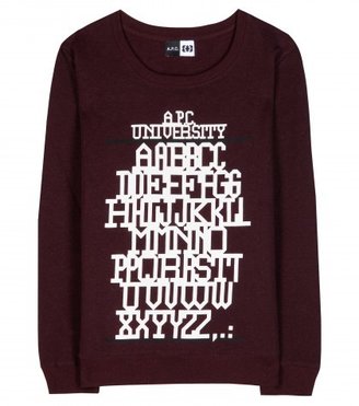 A.P.C. University Printed Jersey Loopback Sweater