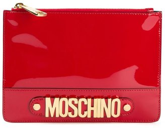 Moschino logo plaque clutch