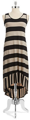 Kensie Striped Maxi Dress with Ruffled Hem