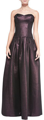 Black Halo Eve Aspen Drop-Waist Shimmery Brocade Gown