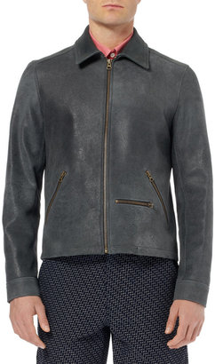 Billy Reid Cracked Brushed-Leather Jacket