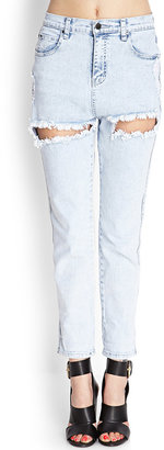 Forever 21 Light Wash Ripped Jeans