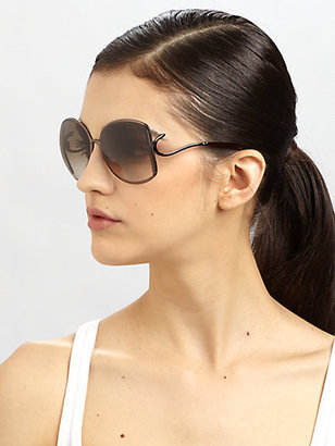 Roberto Cavalli Amaranto Ridged Metal Oversized Square Sunglasses