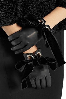 Alexander McQueen Bow-embellished leather gloves