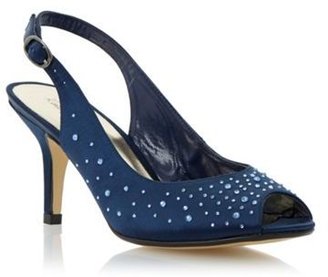 Cartier Roland Navy diamante slingback heeled court shoe