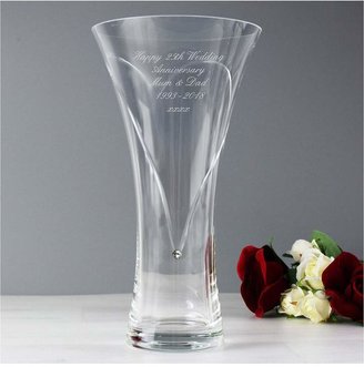 Very Personalised Hand Cut Heart Vase with Swarovski Crystal Elements