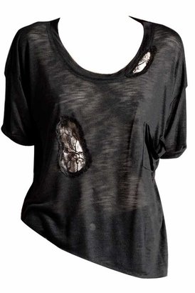 Blue Life Cut Me Out Lace Insert Best Bum Tee in Black