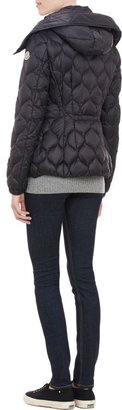 Moncler Women's Honeycomb-Pattern Quilted Hooded "Gres" Jacket-Black S