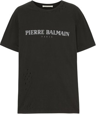Balmain Pierre Black distressed cotton T-shirt