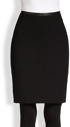 Akris Punto Faux Leather-Trimmed Jersey Pencil Skirt