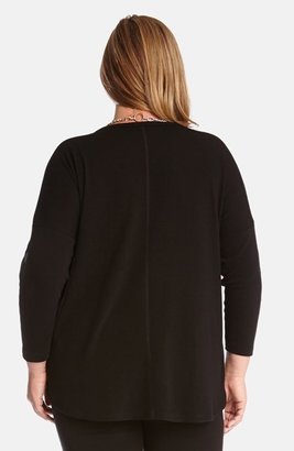Karen Kane Faux Leather Trim Sweater (Plus Size)