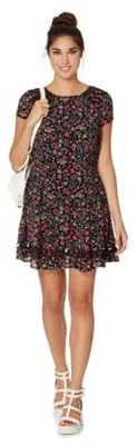 House of Holland Black cat and daisy print dress