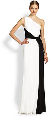 David Meister Colorblock Sleeveless Jersey Gown