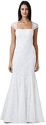 Adrianna Papell Beaded Lace Trumpet Gown