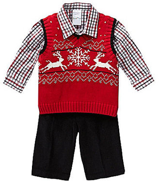 Starting Out 3-24 Months 3-Piece Holiday Reindeer Sweater Vest Set