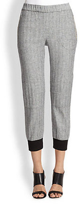 L'Agence LA'T by Cropped Linen & Cotton Track Pants
