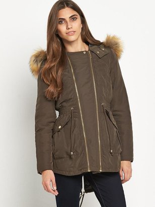 Lipsy Parka with Faux Fur Hood