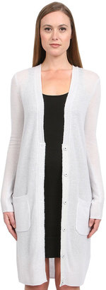 Minnie Rose Long Snap Cardigan in Concrete