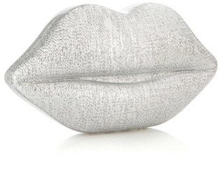 Lulu Guinness Gold Glitter Perspex Lips Clutch