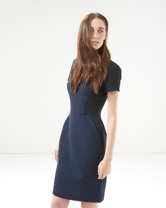 French Connection Black Night Sky Jaquard Dress