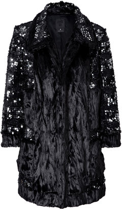 Anna Sui Sequined Faux Fur Coat