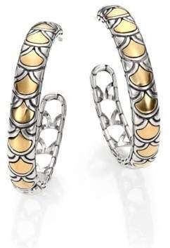 John Hardy Naga 18K Yellow Gold & Sterling Silver Hoop Earrings