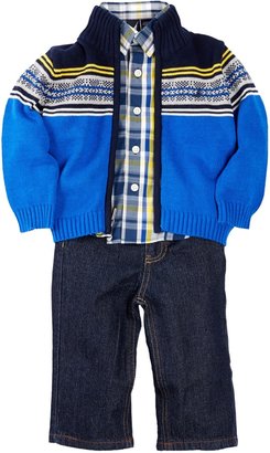 Nautica Zip Sweater, Shirt, & Jean Set (Baby Boys)