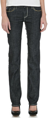 MEK Wilshire Straight-Leg Jeans with Studded Detail, Blue
