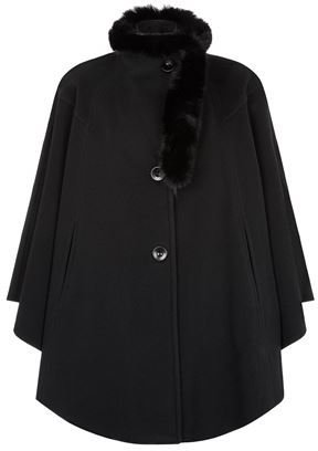 Harrods Wool-Cashmere Cape with Fox Collar