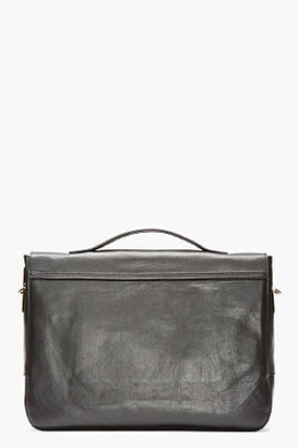Sophie Hulme Black Leather Flap Messenger Bag