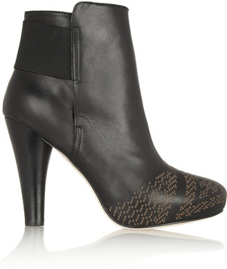 Twelfth St. By Cynthia Vincent Talan etched leather ankle boots