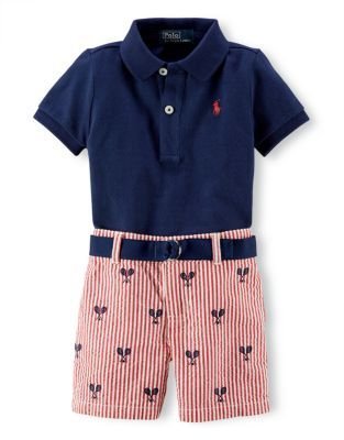 Ralph Lauren CHILDRENSWEAR Baby Boys Polo Shirt with Seersucker Shorts