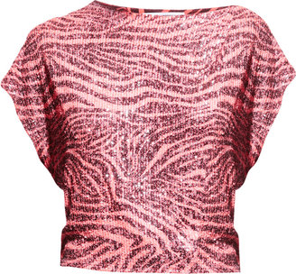In The Mood For Love Biarritz Draped Sequined Zebra Top