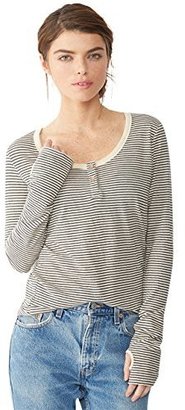 Alternative Apparel Alternative Women's Organic Pima Stripe Long-Sleeve Henley Top