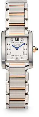 Cartier Tank Francaise Diamond, 18K Rose Gold & Stainless Steel Small Bracelet Watch